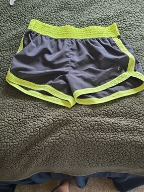 Energy Zone Gray Athletic Shorts with Neon Yellow Trim